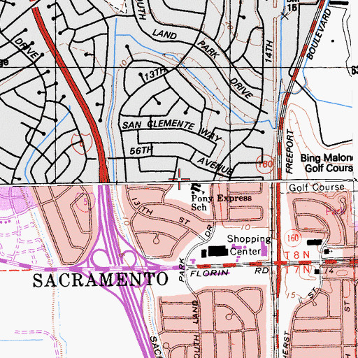 Topographic Map of Pony Express Elementary School, CA