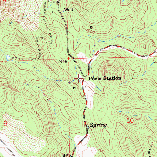 Topographic Map of Pools Station, CA
