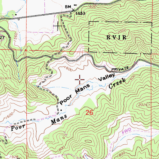 Topographic Map of Poor Mans Valley, CA