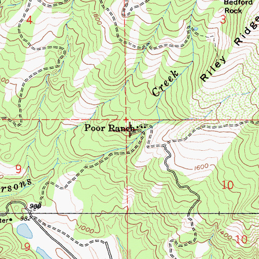 Topographic Map of Poor Ranch, CA