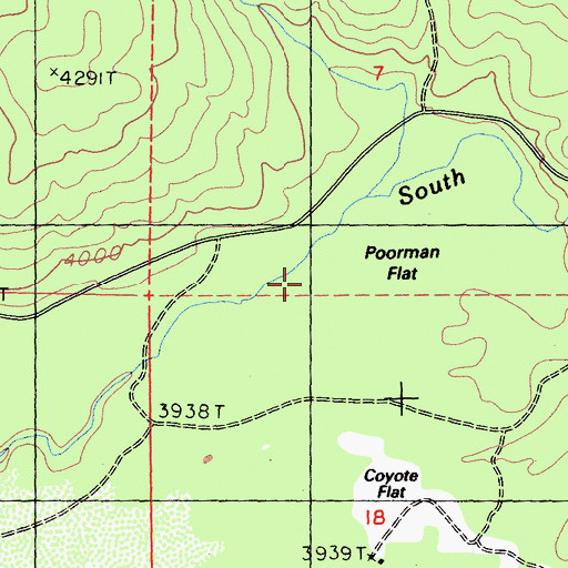 Topographic Map of Poorman Flat, CA