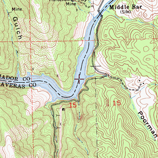 Topographic Map of Poorman Gulch, CA