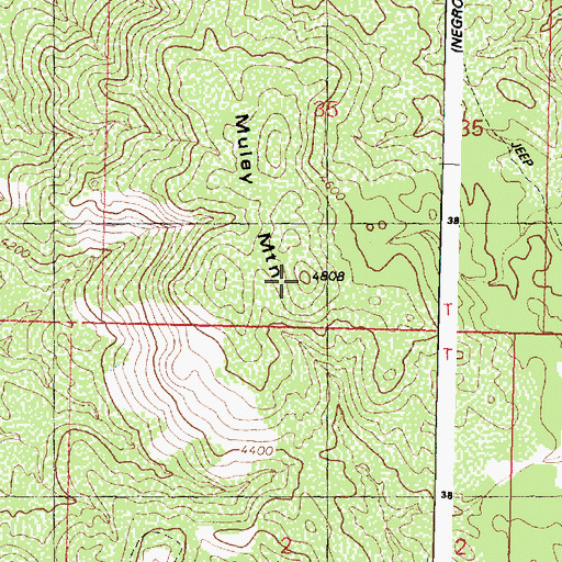 Topographic Map of Muley Mountain, AZ