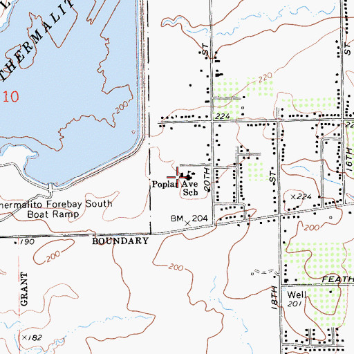 Topographic Map of Poplar Avenue Elementary School, CA