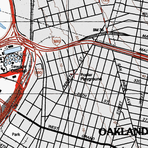 Topographic Map of Poplar Playground, CA