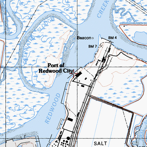 Topographic Map of Port of Redwood City, CA