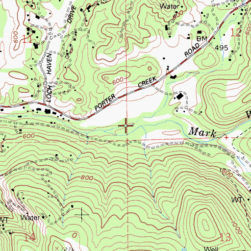 Topographic Map of Porter Creek, CA