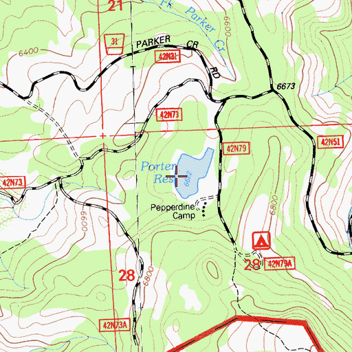 Topographic Map of Porter Reservoir, CA
