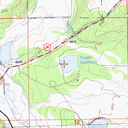 Topographic Map of Porter Reservoir, CA