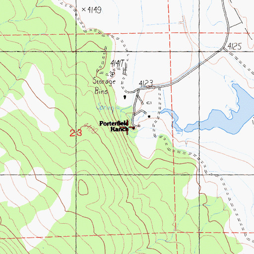 Topographic Map of Porterfield Ranch, CA