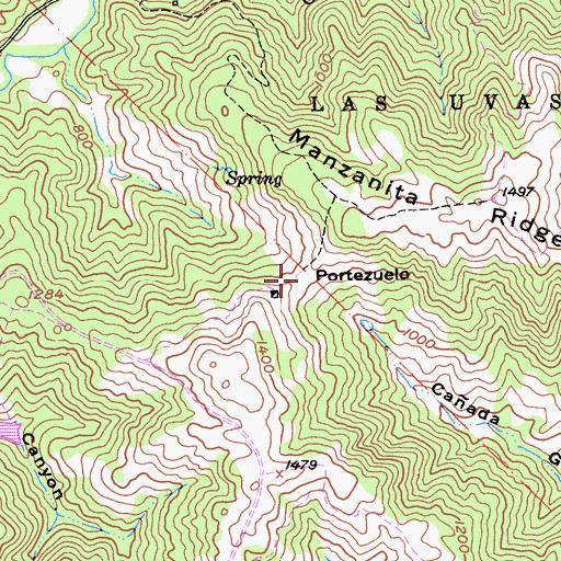 Topographic Map of Portezuelo, CA