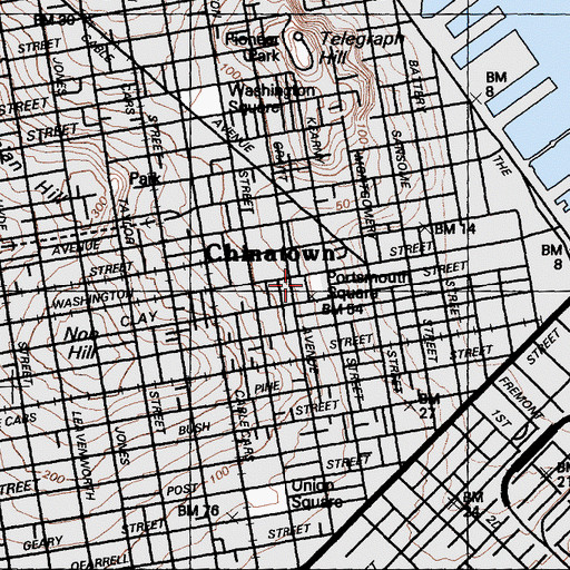 Topographic Map of Portsmouth Square, CA