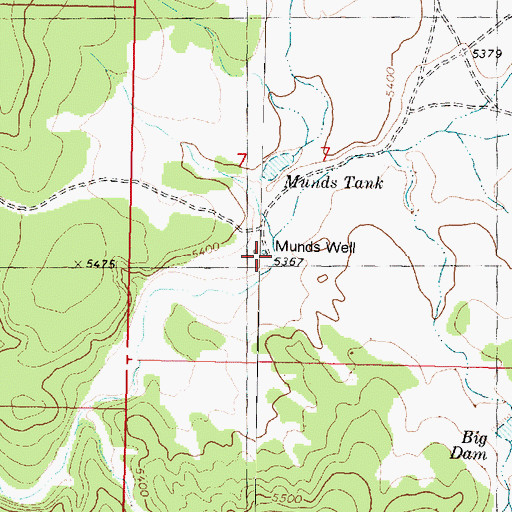 Topographic Map of Munds Well, AZ