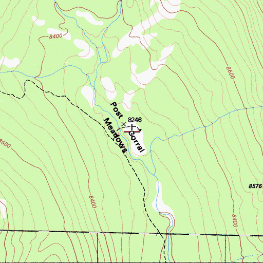 Topographic Map of Post Corral Meadows, CA