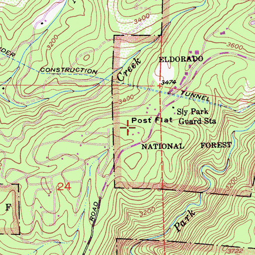 Topographic Map of Post Flat, CA