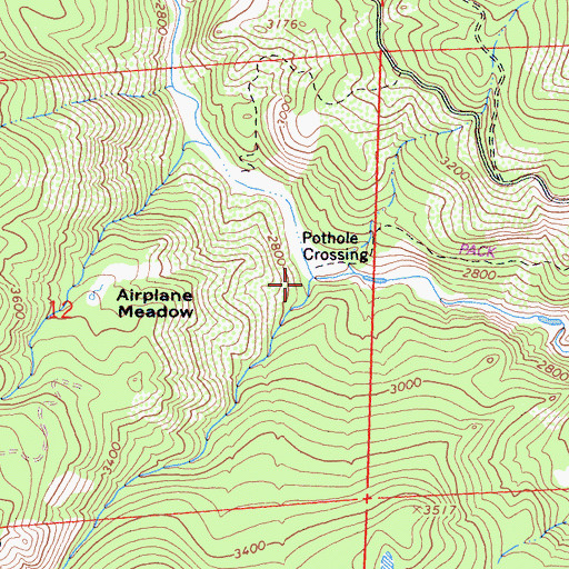 Topographic Map of Pothole Creek, CA