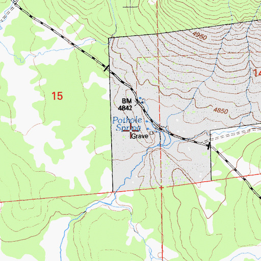 Topographic Map of Pothole Spring, CA