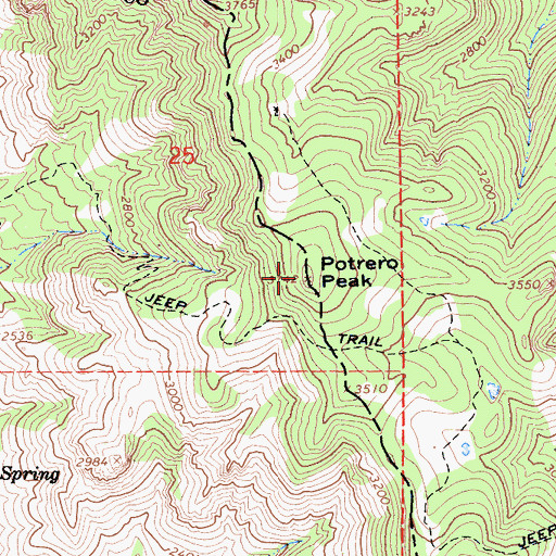 Topographic Map of Potrero Peak, CA