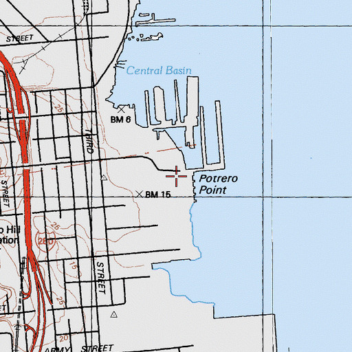 Topographic Map of Potrero Point, CA