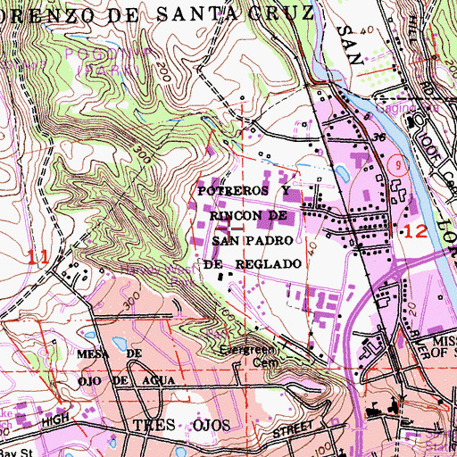 Topographic Map of Potrero Y Rincon De San Padro De Reglado, CA