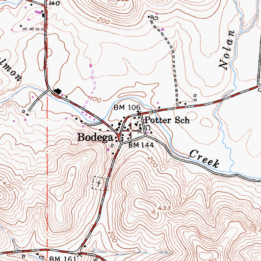 Topographic Map of James E Potter Elementary School, CA