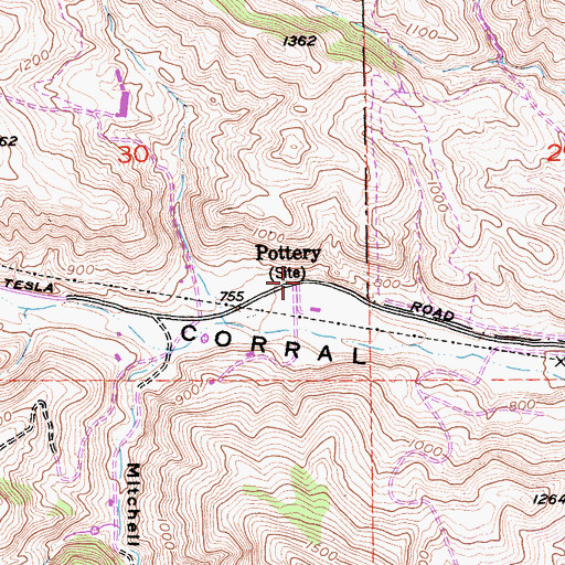 Topographic Map of Pottery, CA