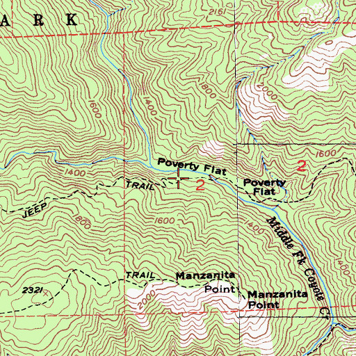 Topographic Map of Poverty Flat, CA