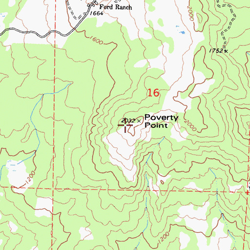 Topographic Map of Poverty Point, CA