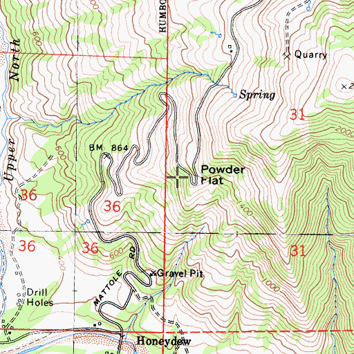 Topographic Map of Powder Flat, CA
