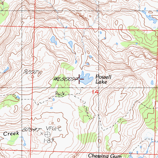 Topographic Map of Powell Lake, CA