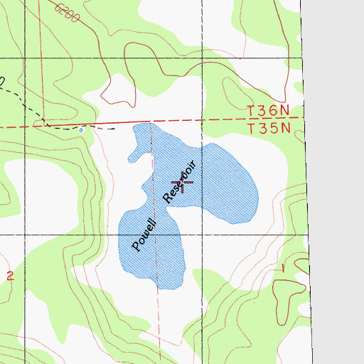 Topographic Map of Powell Reservoir, CA