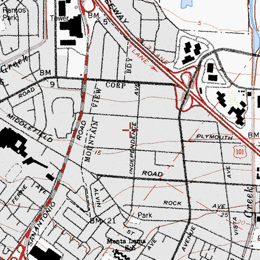 Topographic Map of Powell School, CA