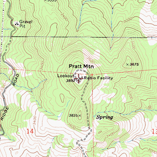 Topographic Map of Pratt Mountain, CA