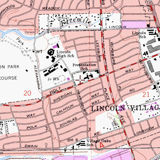 Topographic Map of Presentation Elementary School, CA