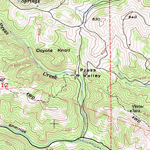 Topographic Map of Press Valley, CA