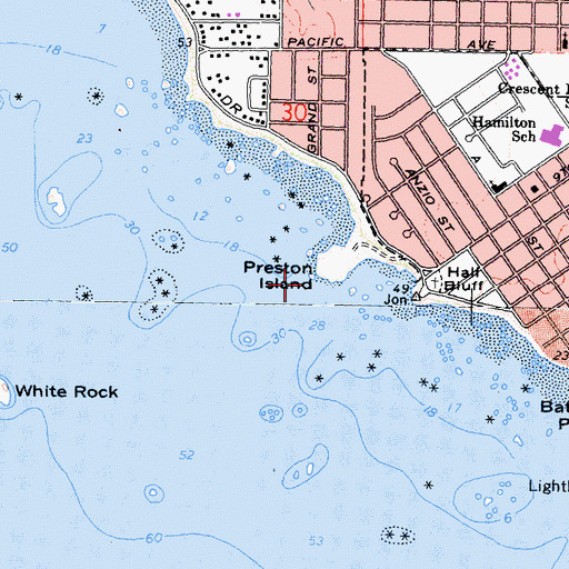 Topographic Map of Preston Island, CA