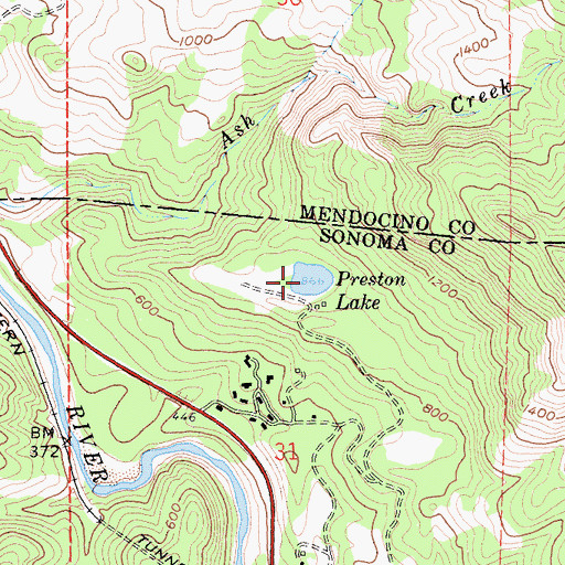 Topographic Map of Preston Lake, CA