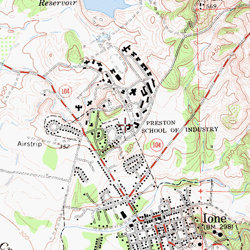 Topographic Map of Preston School of Industry, CA