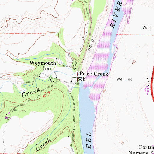 Topographic Map of Price Creek, CA