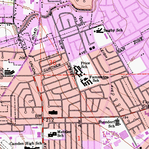 Topographic Map of Price Charter Middle School, CA