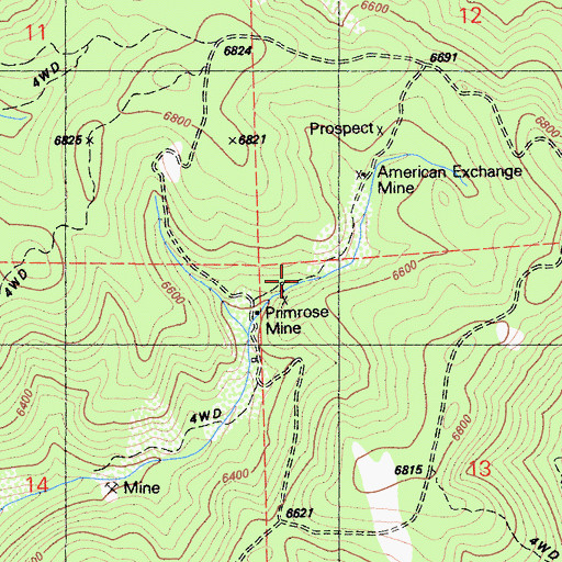 Topographic Map of Primrose Mine, CA