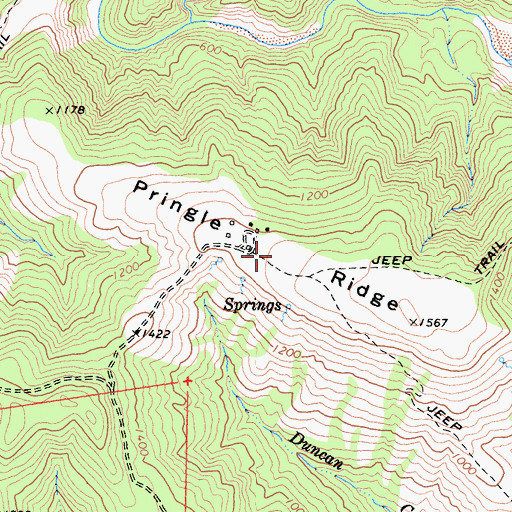 Topographic Map of Pringle Ridge, CA