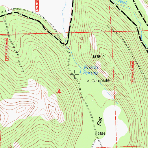Topographic Map of Prison Spring, CA