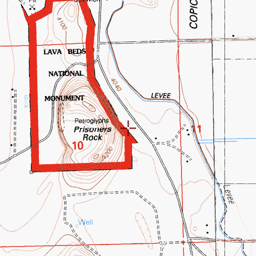 Topographic Map of Prisoners Rock, CA