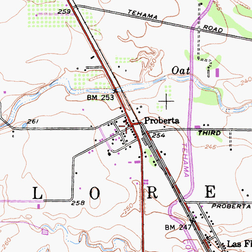 Topographic Map of Proberta, CA