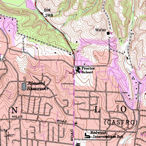 Topographic Map of Proctor Elementary School, CA