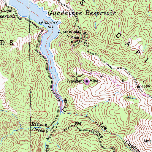 Topographic Map of Providencia Mine, CA