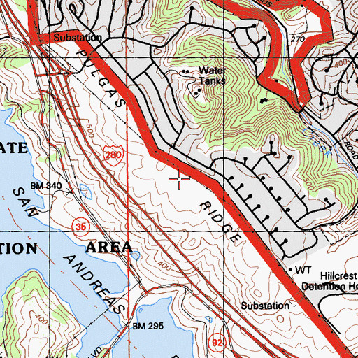 Topographic Map of Pulgas Ridge, CA