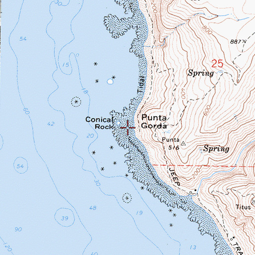 Topographic Map of Punta Gorda, CA