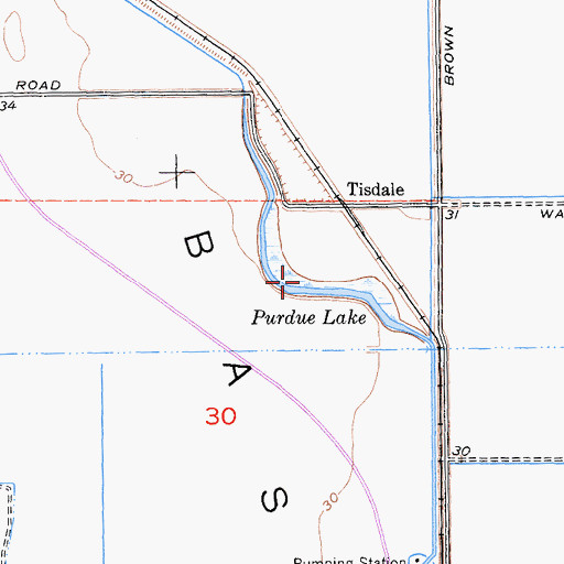 Topographic Map of Purdue Lake, CA